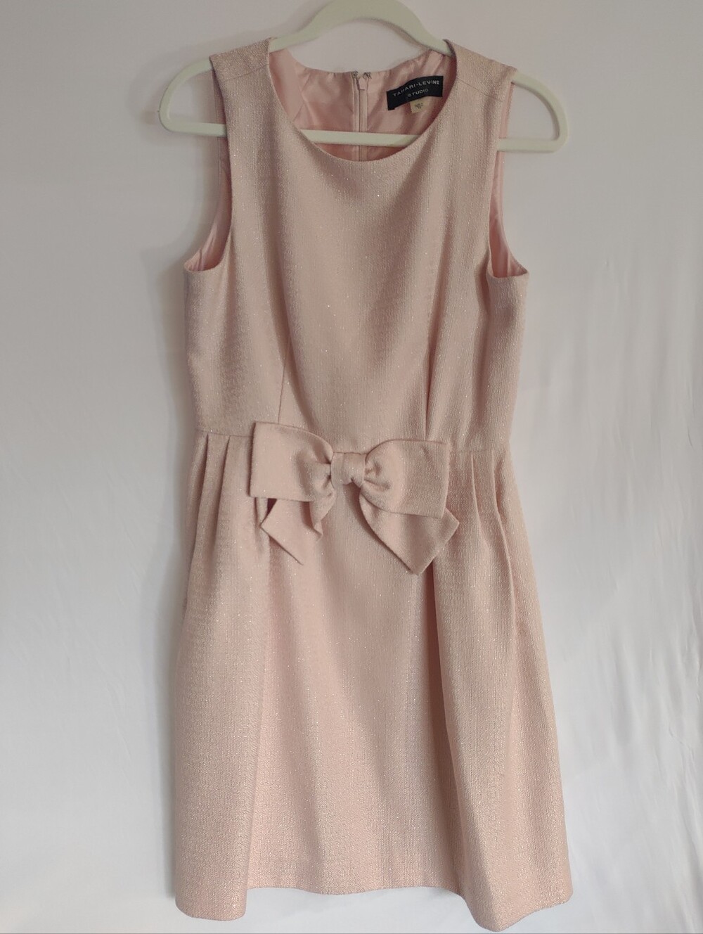 Women's Sleeveless Bow-Accent Dress in Blush Pink